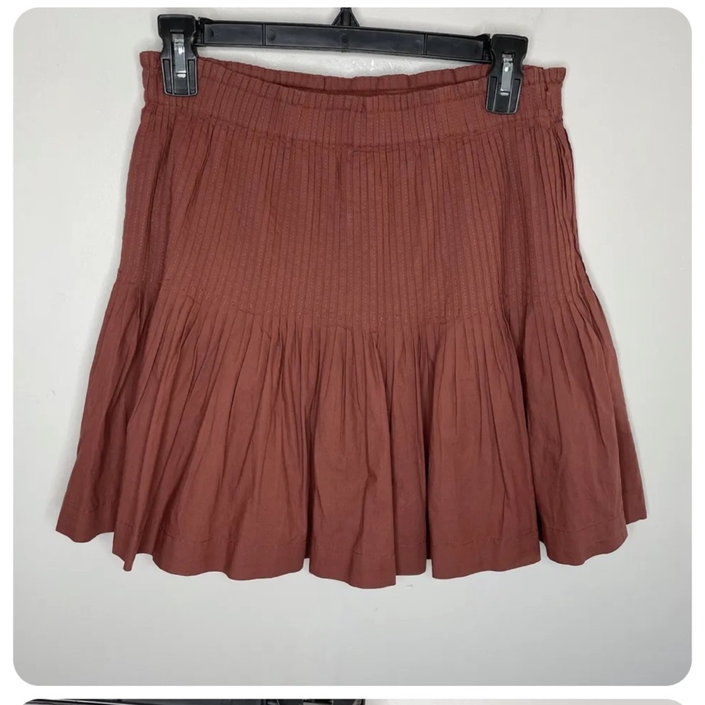 Anthropologie Brown Pleated Skater Tennis Bama Rush Skirt XS - Picture 5 of 8